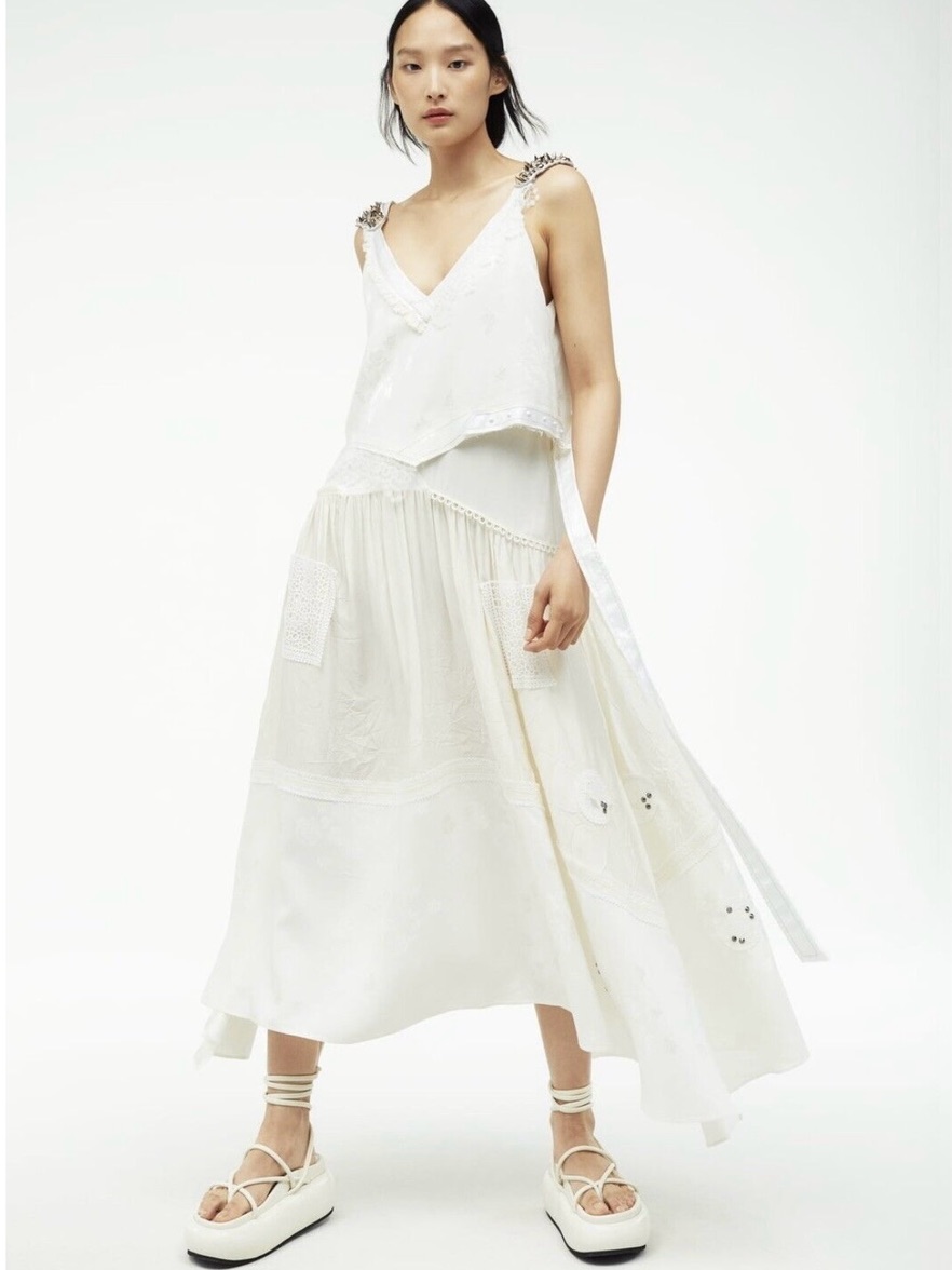 Zara Atelier Limited Edition Studded Maxi Dress In Oyster White (Nwt)
